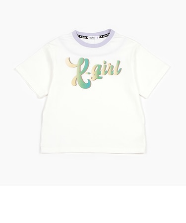 グラデプリント背中開き半袖Tシャツ
