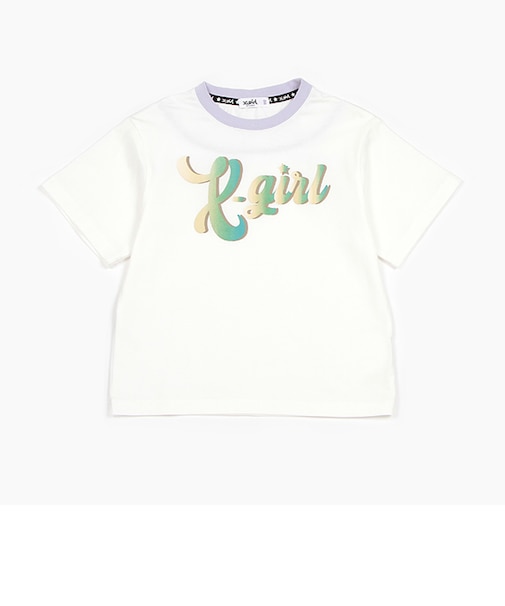 グラデプリント背中開き半袖Tシャツ