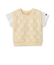 スクエア刺しゅうドッキング半袖Tシャツ