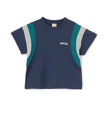 【接触冷感】袖ライン配色半袖Tシャツ