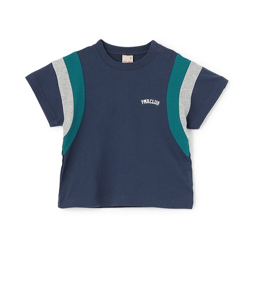 【接触冷感】袖ライン配色半袖Tシャツ
