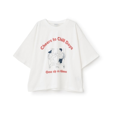 【綿100%】ピクニックモチーフ半袖Tシャツ