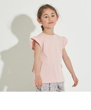 【型崩れしないやわらかコットン】フリル＆ギャザーデザインTシャツ