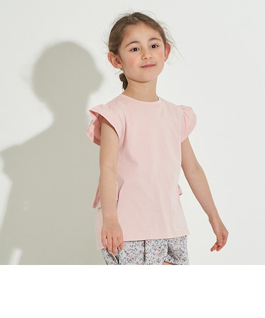 【型崩れしないやわらかコットン】フリル&ギャザーデザインTシャツ