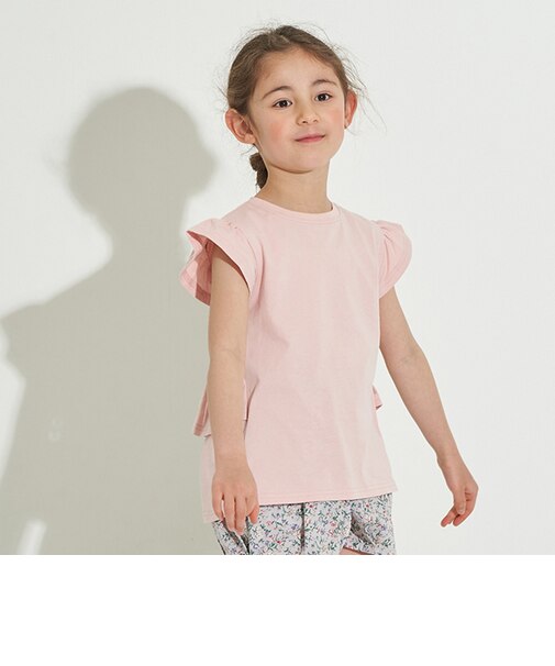 【型崩れしないやわらかコットン】フリル&ギャザーデザインTシャツ