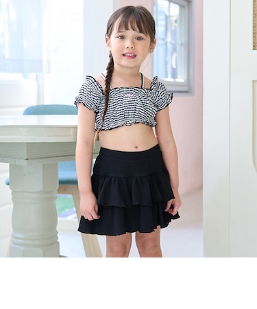 【SWIM】【水着】【UV加工】ギンガムチェックたっぷりギャザーセパレート【子供服】【キッズ】【女の子】