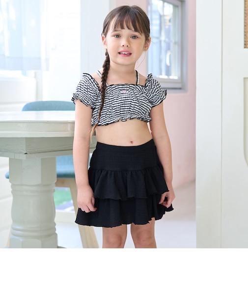 【SWIM】【水着】【UV加工】ギンガムチェックたっぷりギャザーセパレート【子供服】【キッズ】【女の子】