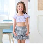 【SWIM】【水着】【UV加工】ギンガムチェックたっぷりギャザーセパレート【子供服】【キッズ】【女の子】