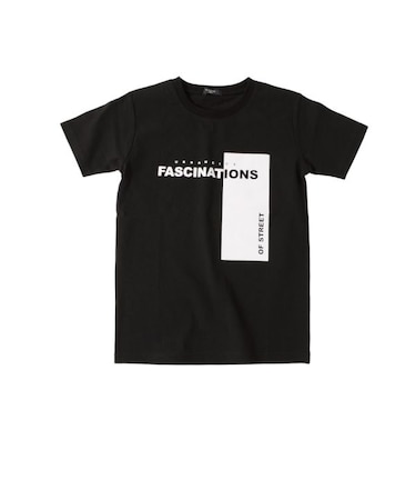 【大人向けサイズあり】OE天竺・縦ロゴプリント半袖Tシャツ