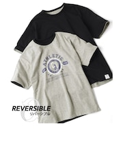 【大人向けサイズあり】天竺・ドロップショルダーリバーシブル半袖Tシャツ【セットアップ対応】