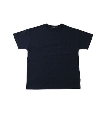 【大人向けサイズあり】天竺・USAコットン ドロップショルダーポケット刺繍半袖Tシャツ