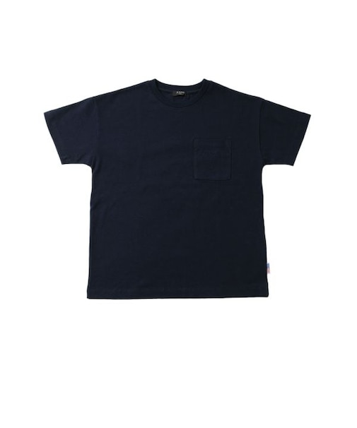 【大人向けサイズあり】天竺・USAコットン ドロップショルダーポケット刺繍半袖Tシャツ