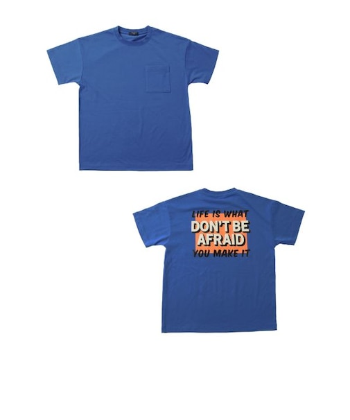 【大人向けサイズあり】天竺・ドロップショルダーバックプリントポップロゴ半袖Tシャツ