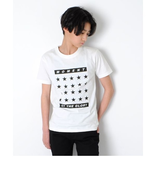 【大人向けサイズあり】天竺・スターBOXプリント半袖Tシャツ