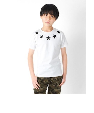 【大人向けサイズあり】天竺・スタープリント半袖Tシャツ