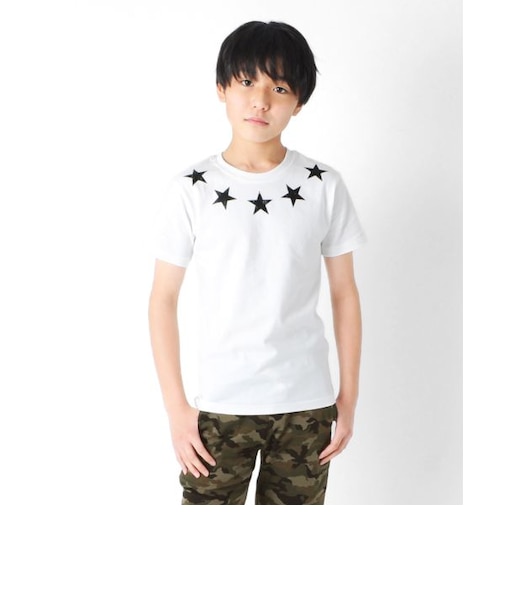 【大人向けサイズあり】天竺・スタープリント半袖Tシャツ
