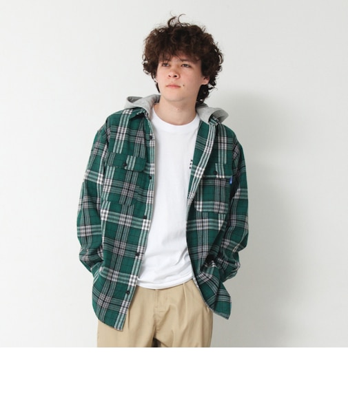 【大人向けサイズあり】フード付きチェックシャツ