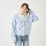 アーガイルメッシュカーディガン＆Tシャツセット