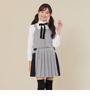 フロントジップつきピンストライプビスチェ