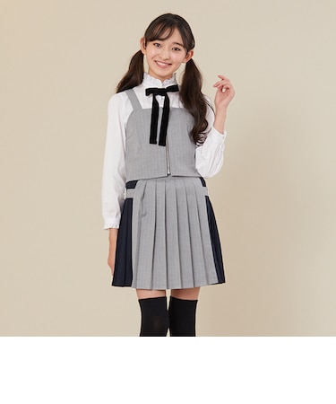 フロントジップつきピンストライプビスチェ