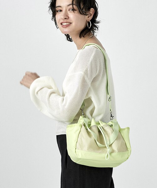 LeSportsac メッシュバッグ ホワイト 美品！完売品 MESH BUCKET TOTE ライムメッシュ｜レスポートサックの