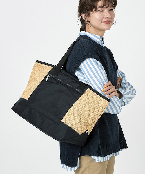 RAFFIA E/W TOTE リサイクルブラックラフィア｜レスポートサックの
