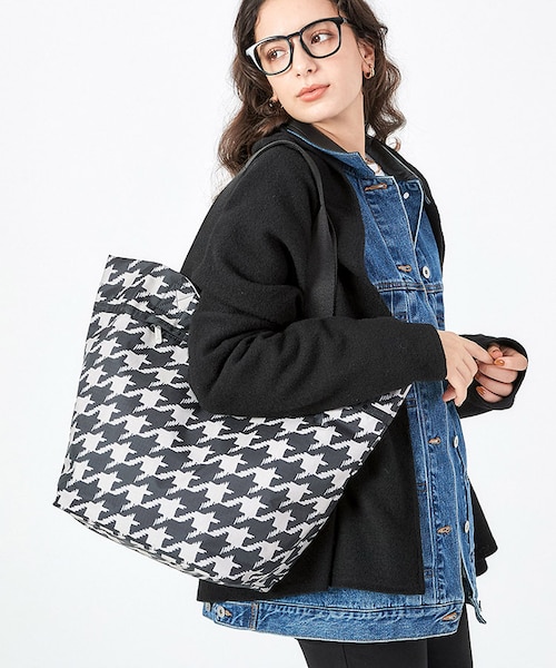 MARKET TOTE ブラック/ベージュハウンズトゥース｜レスポートサックの
