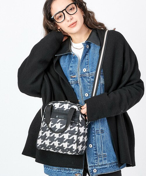 マキ ページ　ブラック　 ホワイト　皮 バッグ　計２点 N/S MINI SATCHEL ブラック/ベージュハウンズトゥース