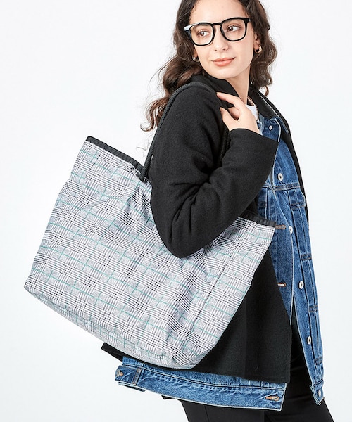 LARGE 2 WAY TOTE 2ウェイグレー/グリーンチェック｜レスポートサック