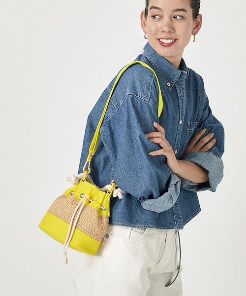 RAFFIA MINI BUCKET プリムローズイエローラフィア｜レスポートサック