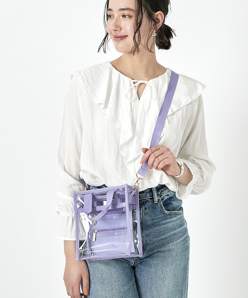 CLEAR MINI N/S TOTE クリア/パープル｜レスポートサックの