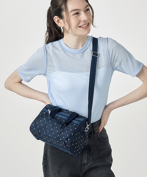 EVERYDAY SM SATCHEL ネイビープティドット