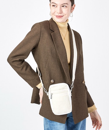 DENIM PHONE CROSSBODY ホワイトデニム/クリームシェルパ