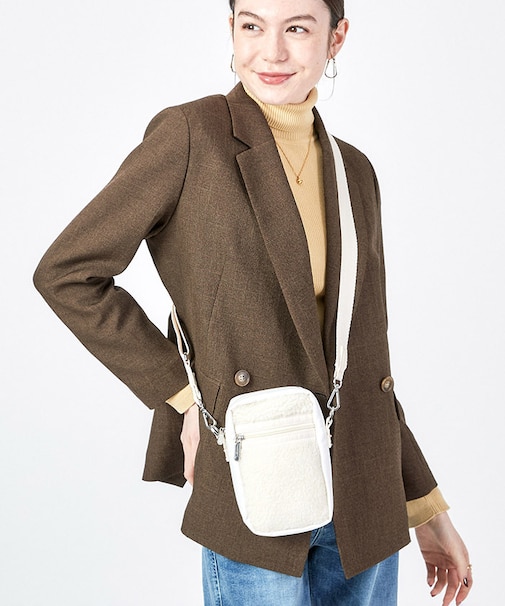 DENIM PHONE CROSSBODY ホワイトデニム/クリームシェルパ