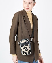 DENIM PHONE CROSSBODY ブラックデニム/レオパードシェルパ