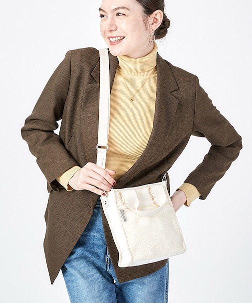 DENIM MINI N/S TOTE ホワイトデニム/クリームシェルパ