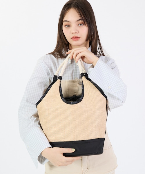 RAFFIA E/W TOTE リサイクルブラックラフィア｜レスポートサックの