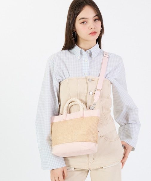 TOP HANDLE CROSSBODY ピーチブラッシュラフィア