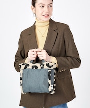 SMALL TWO WAY DENIM TOTE ブラックデニム/レオパードシェルパ