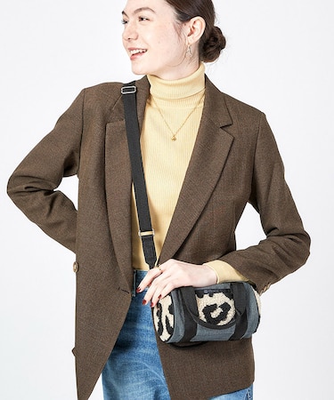 DENIM ROLL BAG ブラックデニム/レオパードシェルパ