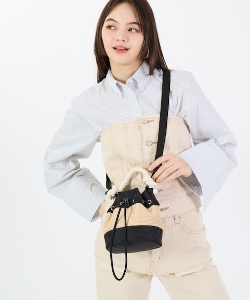 RAFFIA MINI BUCKET ブラックラフィア