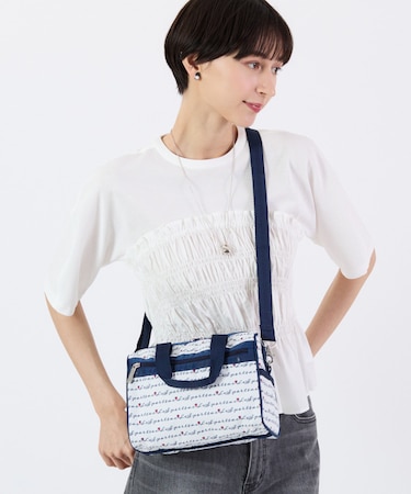 EVERYDAY SM SATCHEL マリンロゴボーダー