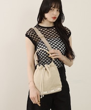 MED DRAWSTRING BAG エクリュムーンラフィア
