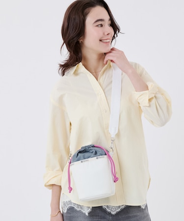 SM DRAWSTRING BUCKET メレンゲグレー/ベリーコード