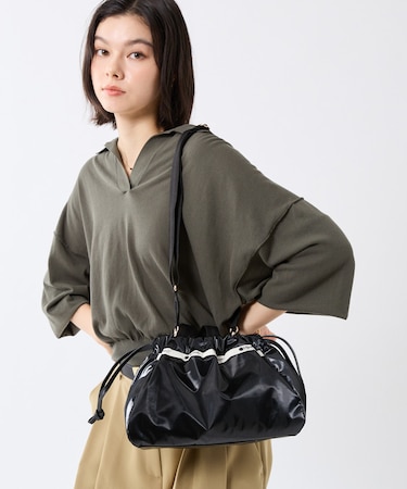 E/W CITY DRAWSTRING BAG  アップタウンブラックシャイン/ブラック2