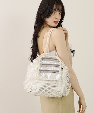 MED NET TOTE BAG フィッシュネットシルバーホイル