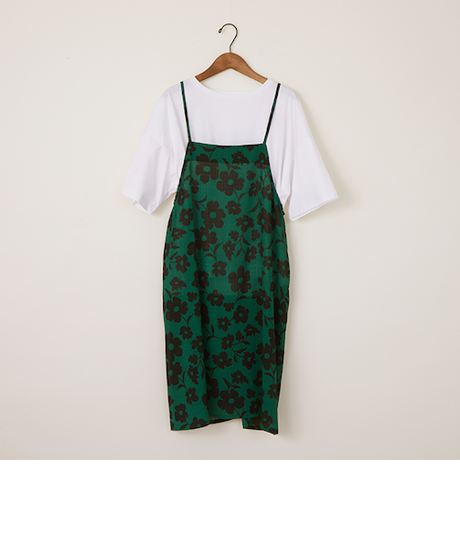 フラワープリントキャミエプロン