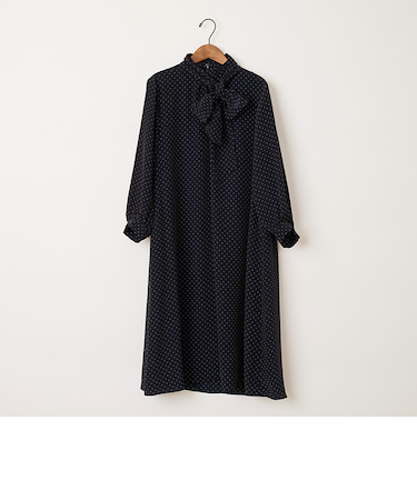 ハイネックワンピース/ボータイ付