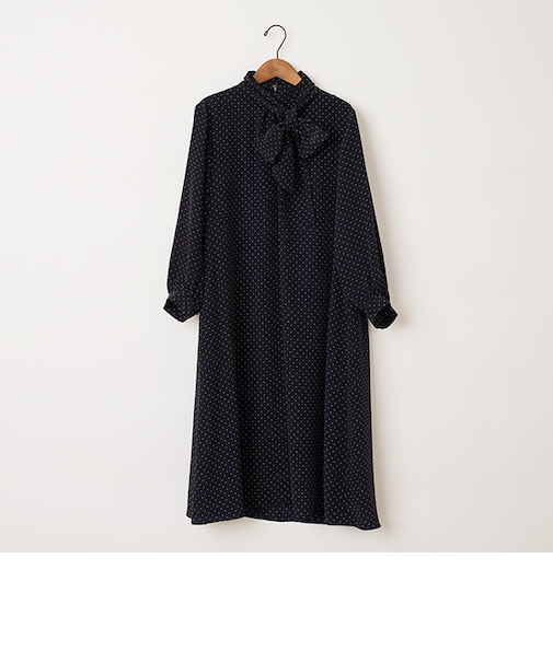 ハイネックワンピース/ボータイ付