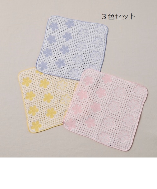 ふわふわふきん　フラワー　３色セット